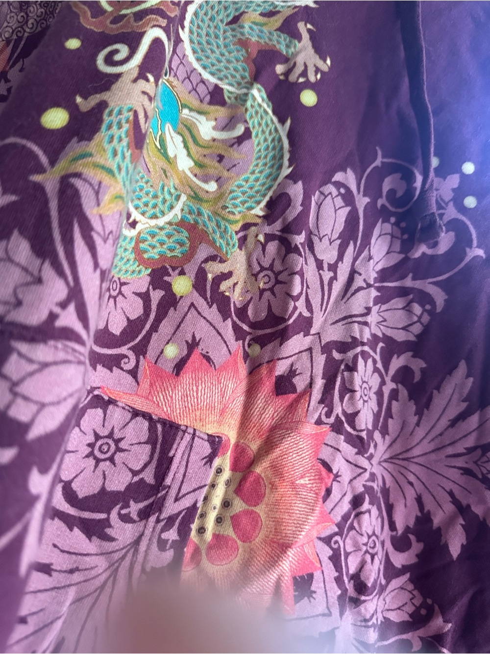 Johnny was hoodie Bohemian Dragon Print Hoodie in Deep Plum - Picture 5 of 8